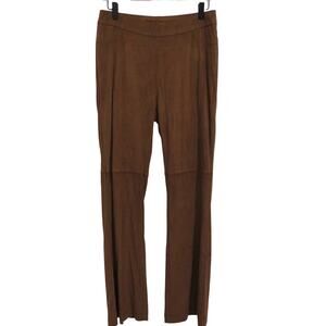 Soft Surroundings Women Sz S Brown Faux Suede High Rise Wide Leg Pants Boho